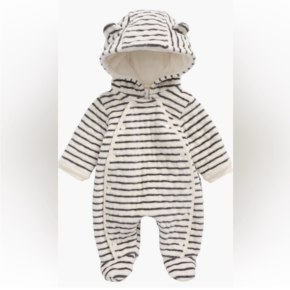 Striped Hooded Baby One Piece